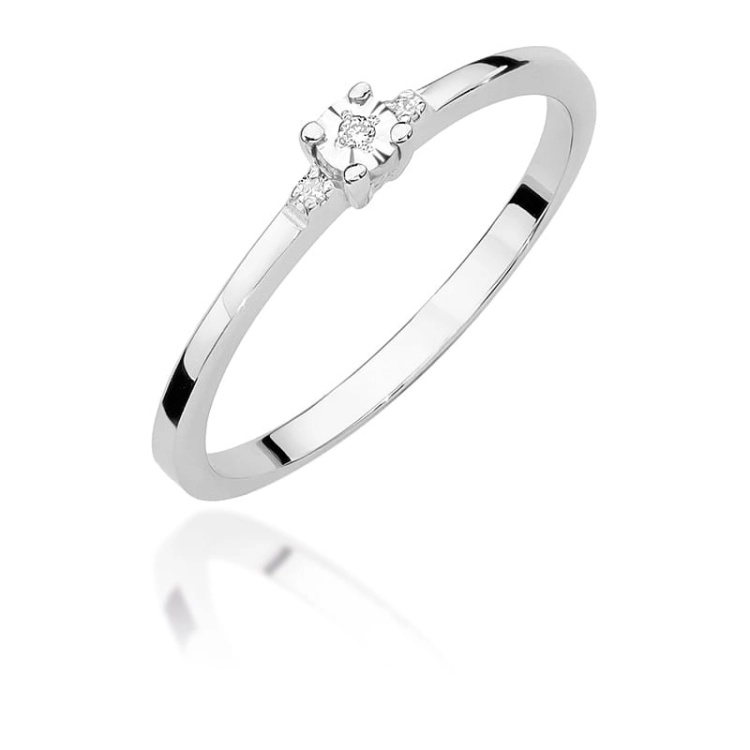 Pierścionek zaręczynowy z białego złota z diamentami 0,02ct Fire Of Love