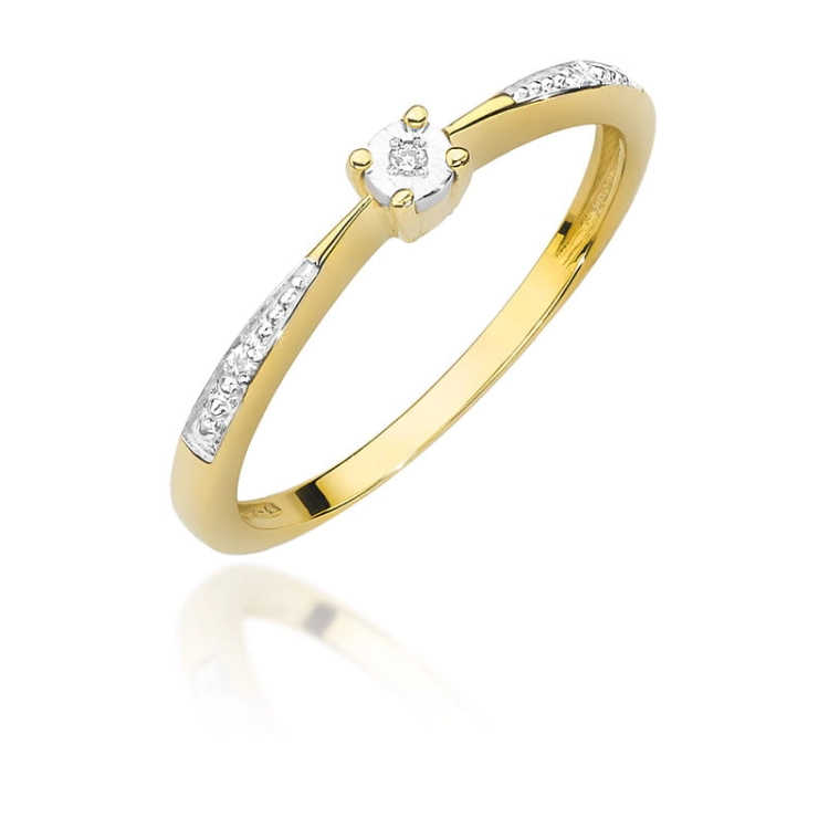 Pierścionek zaręczynowy z żółtego złota z brylantami 0,02ct Fire Of Love