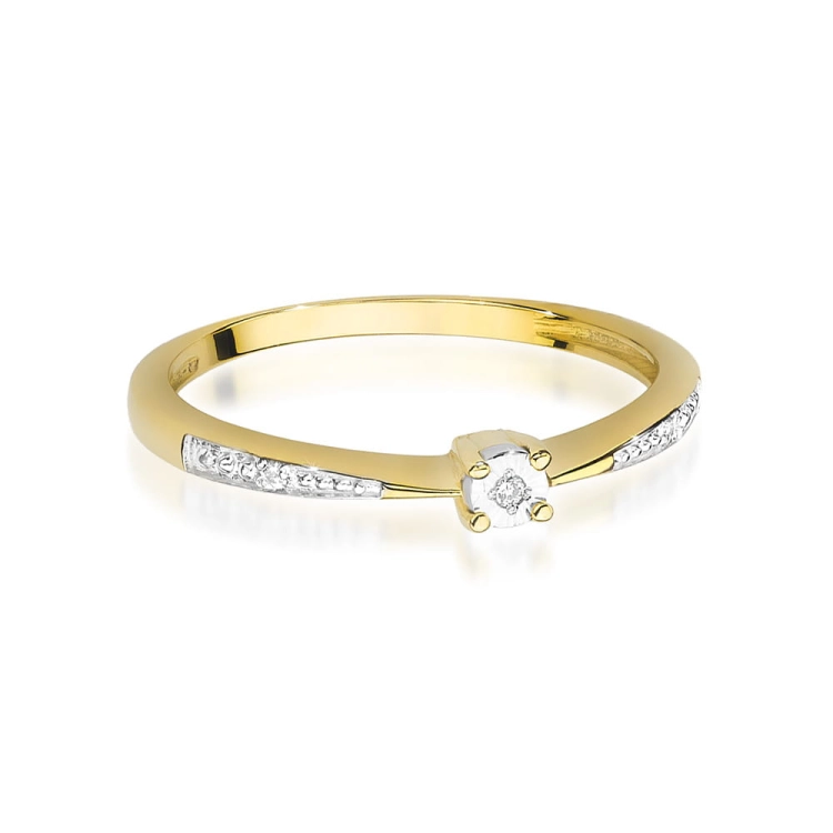 Pierścionek zaręczynowy z żółtego złota z brylantami 0,02ct Fire Of Love
