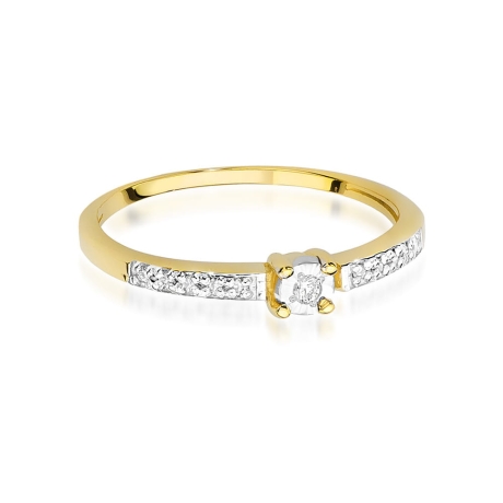 Przejdź do produktu Pierścionek zaręczynowy z żółtego złota z diamentami 0,07ct Fire Of Love 