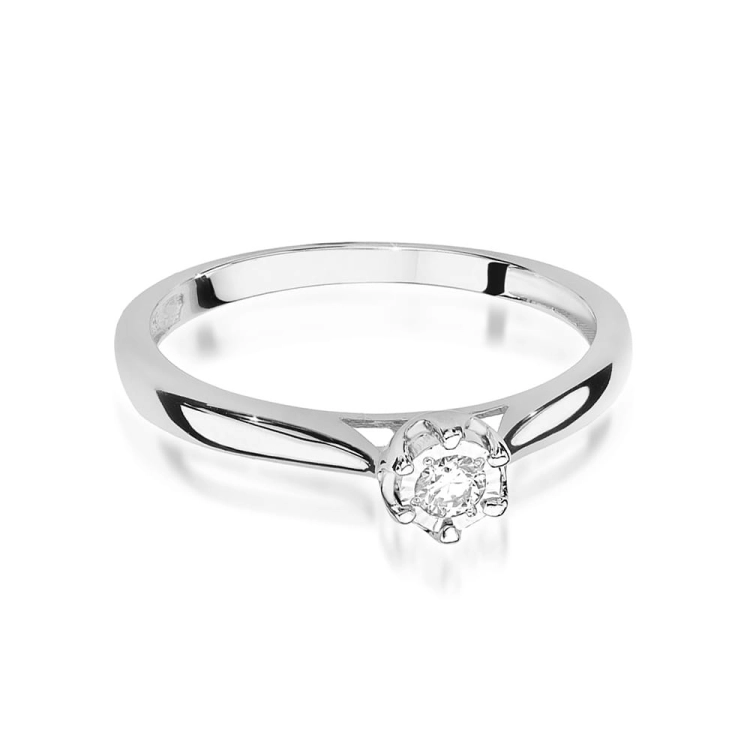 Pierścionek zaręczynowy z białego złota z brylantami 0,08ct Fire Of Love