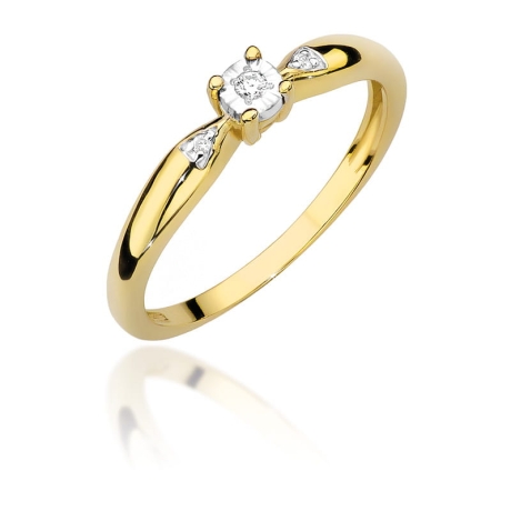 Przejdź do produktu Pierścionek zaręczynowy z żółtego złota z diamentami 0,03ct Fire Of Love 