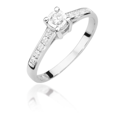 Pierścionek zaręczynowy z białego złota z brylantami 0,13ct Fire Of Love
