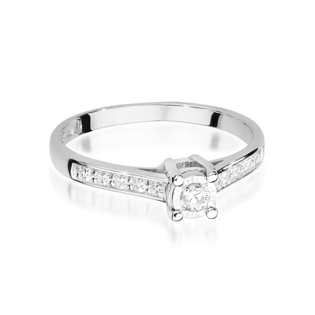 Przejdź do produktu Pierścionek zaręczynowy z białego złota z brylantami 0,13ct Fire Of Love 