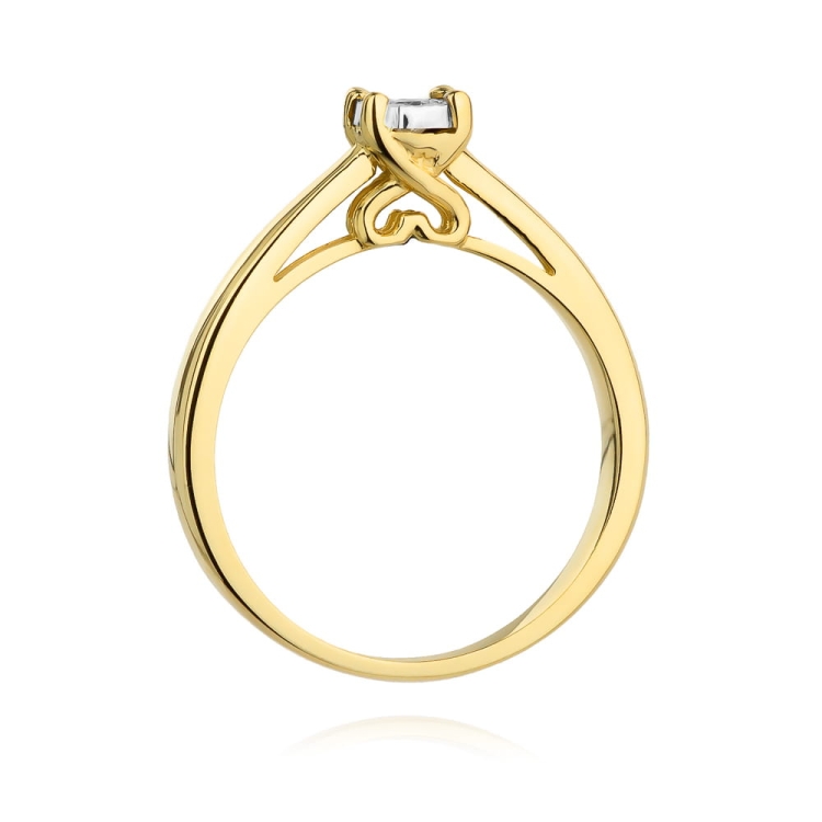 Pierścionek zaręczynowy z żółtego złota z diamentem 0,08ct Fire Of Love