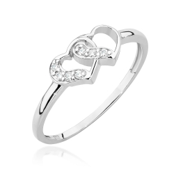 Pierścionek zaręczynowy z białego złota z diamentami 0,06ct Fire Of Love