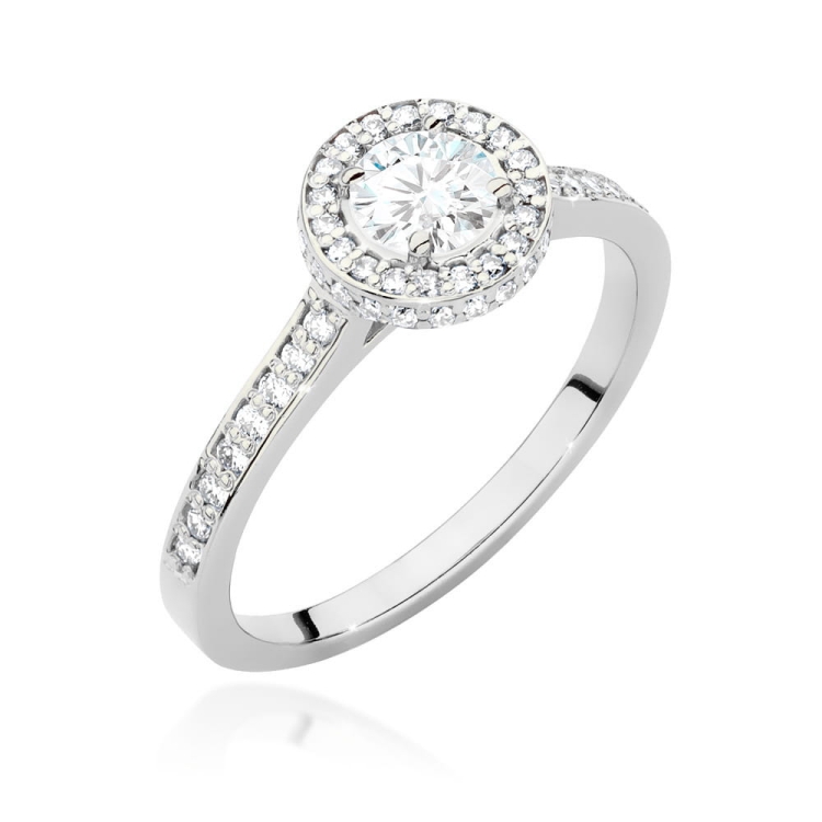 Pierścionek zaręczynowy z białego złota z diamentami 0,76ct Fire Of Love