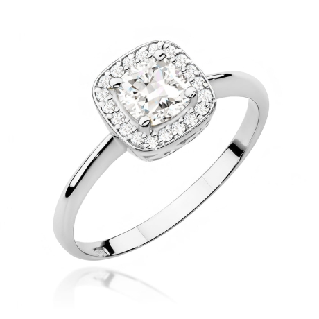 Przejdź do produktu Pierścionek zaręczynowy z białego złota z białym szafirem i diamentami 0,10ct Fire Of Love 