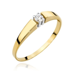 Pierścionek zaręczynowy z żółtego złota z diamentem 0,08ct Fire Of Love