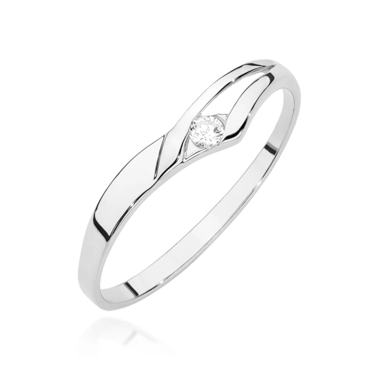 Pierścionek zaręczynowy z białego złota z diamentem 0,04ct Fire Of Love