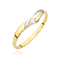 Pierścionek zaręczynowy z żółtego złota z diamentem 0,04ct Fire Of Love