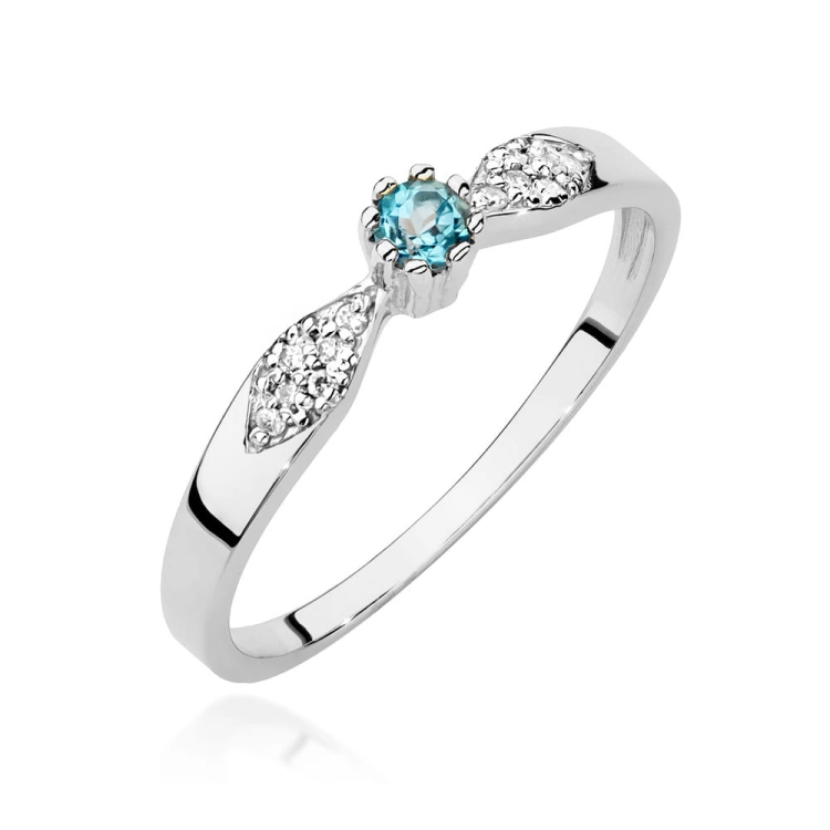 Pierścionek zaręczynowy z białego złota z topazem i diamentami 0,06ct Fire Of Love