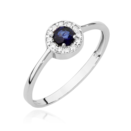 Przejdź do produktu Pierścionek zaręczynowy z białego złota z szafirem i diamentami 0,10ct Fire Of Love 