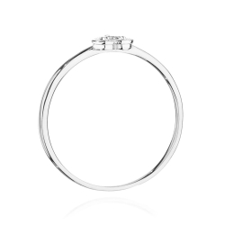 Pierścionek zaręczynowy z białego złota z diamentem 0,02ct serce Fire Of Love