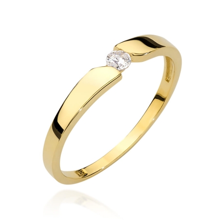 Przejdź do produktu Pierścionek zaręczynowy z żółtego złota z brylantem 0,08ct Fire Of Love 