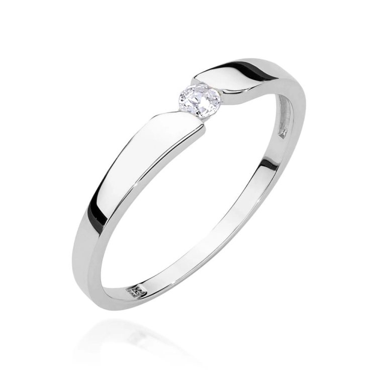 Pierścionek zaręczynowy z białego złota z brylantem 0,08ct Fire Of Love