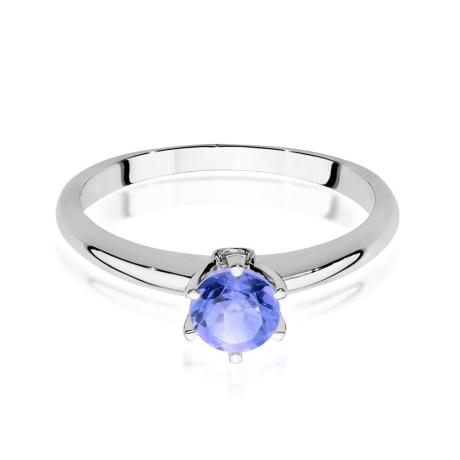 Przejdź do produktu Pierścionek zaręczynowy z białego złota z tanzanitem i diamentami 0,04ct Fire Of Love