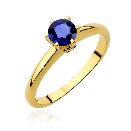 Przejdź do produktu Pierścionek zaręczynowy z żółtego złota z szafirem i brylantami 0,04ct Fire Of Love 