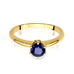 Pierścionek zaręczynowy z żółtego złota z szafirem i brylantami 0,04ct Fire Of Love