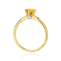 Pierścionek zaręczynowy z żółtego złota z cytrynem i brylantami 0,04ct Fire Of Love