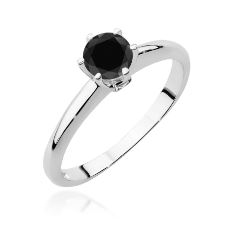Przejdź do produktu Pierścionek zaręczynowy z białego złota z czarnym diamentem i diamentami 0,04ct Fire Of Love 