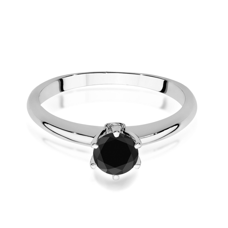 Pierścionek zaręczynowy z białego złota z czarnym diamentem i diamentami 0,04ct Fire Of Love