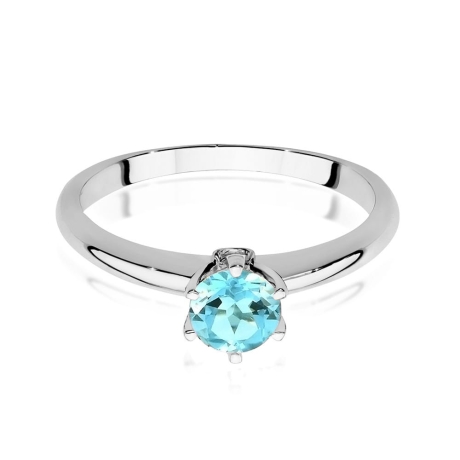 Przejdź do produktu Pierścionek zaręczynowy z białego złota z topazem i brylantami 0,04ct Fire Of Love