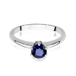 Pierścionek zaręczynowy z białego złota z szafirem i brylantami 0,04ct Fire Of Love