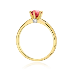 Pierścionek zaręczynowy z żółtego złota z rubinem i diamentami 0,04ct Fire Of Love