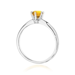 Pierścionek zaręczynowy z białego złota z cytrynem i brylantami 0,04ct Fire Of Love