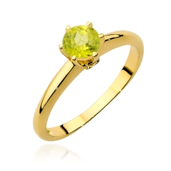 Pierścionek zaręczynowy z żółtego złota z oliwinem i diamentami 0,04ct Fire Of Love