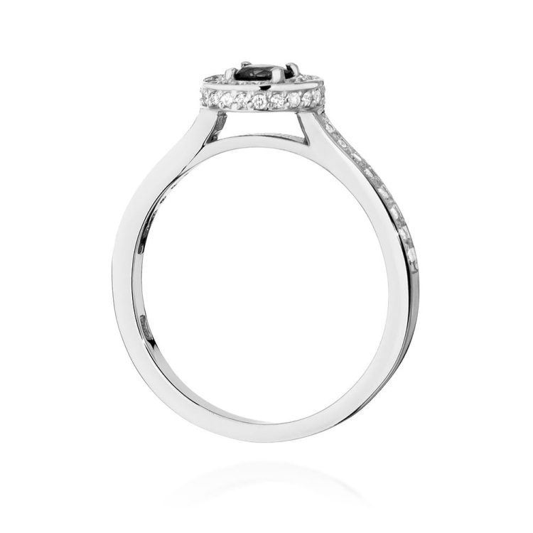 Pierścionek zaręczynowy z białego złota z czarnym diamentem i diamentami Fire Of Love