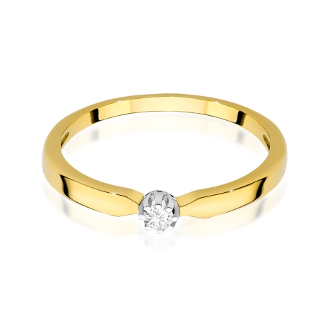 Przejdź do produktu Pierścionek zaręczynowy z żółtego złota z diamentem 0,04ct Fire Of Love 