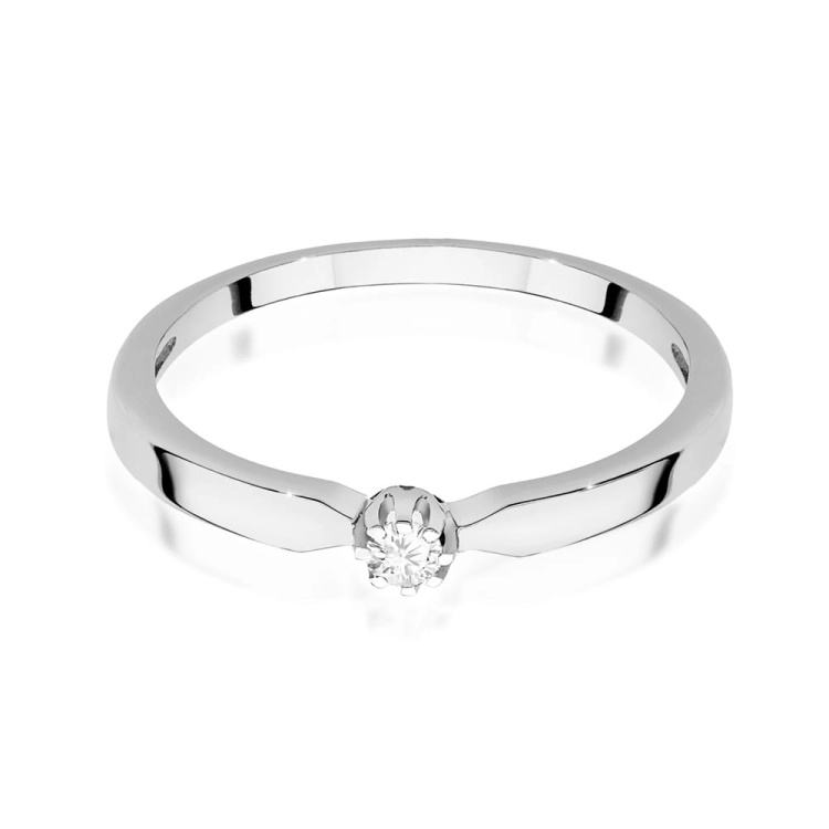 Pierścionek zaręczynowy z białego złota z diamentem 0,04ct Fire Of Love
