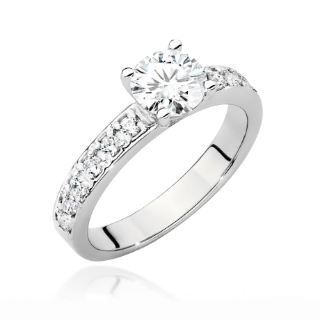Przejdź do produktu Pierścionek zaręczynowy z białego złota z centralnym diamentem 0,70ct Fire Of Love