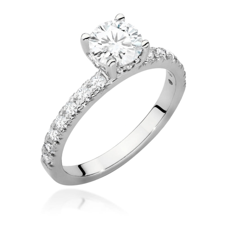 Przejdź do produktu Pierścionek zaręczynowy z białego złota z centralnym diamentem 0,70ct Fire Of Love