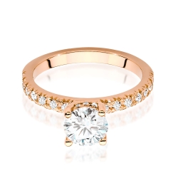 Pierścionek zaręczynowy z różowego złota z centralnym diamentem 1,00ct Fire Of Love