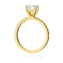 Pierścionek zaręczynowy z żółtego złota z centralnym diamentem 1,00ct Fire Of Love