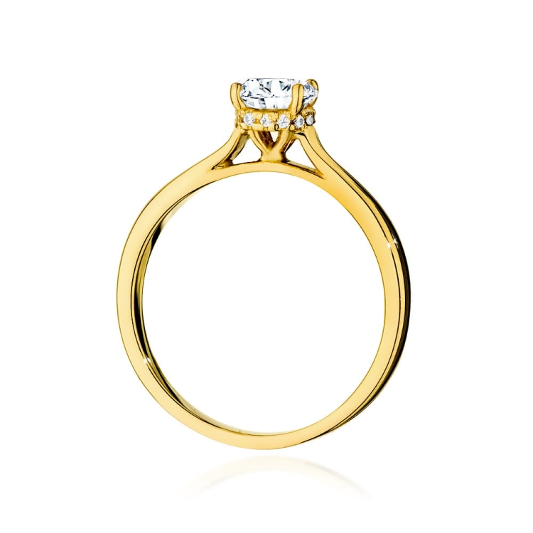Pierścionek zaręczynowy z żółtego złota z centralnym diamentem 0,70ct Fire Of Love