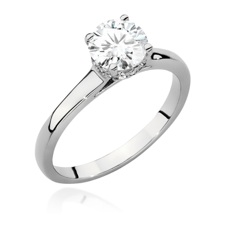 Przejdź do produktu Pierścionek zaręczynowy z białego złota z centralnym diamentem 1,00ct Fire Of Love