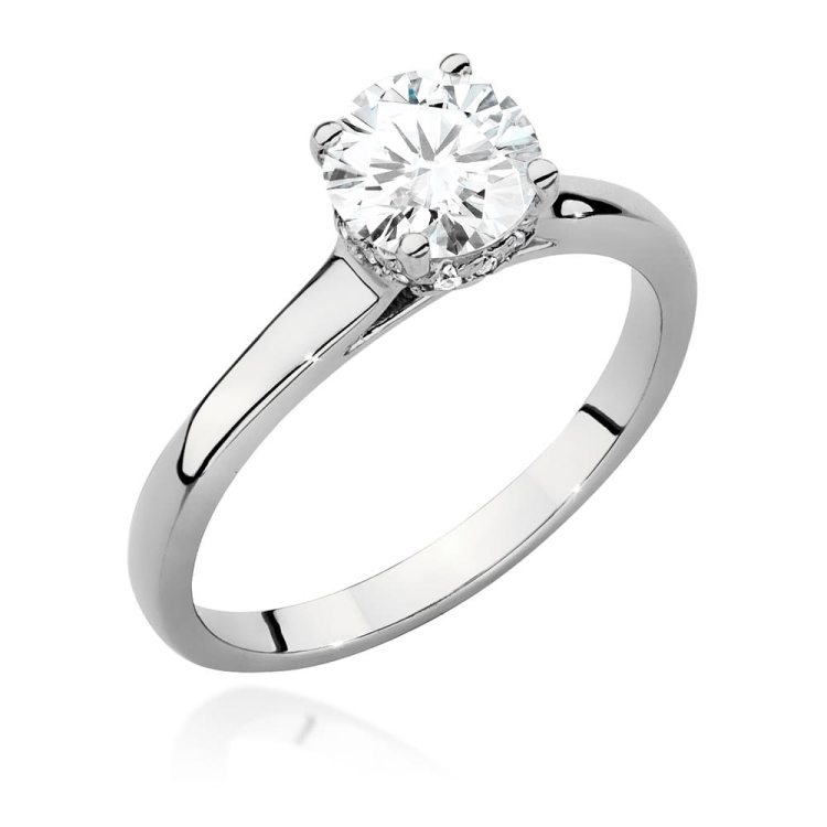Pierścionek zaręczynowy z białego złota z centralnym diamentem 1,00ct Fire Of Love
