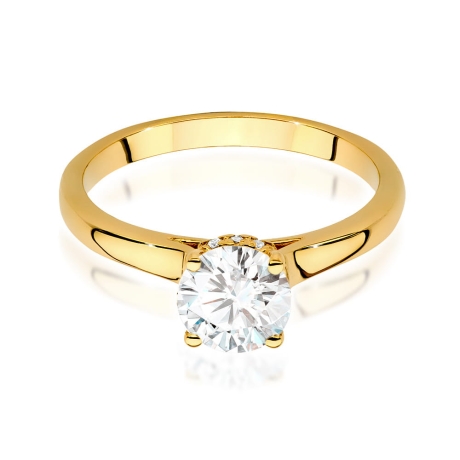 Przejdź do produktu Pierścionek zaręczynowy z żółtego złota z centralnym diamentem 1,00ct Fire Of Love