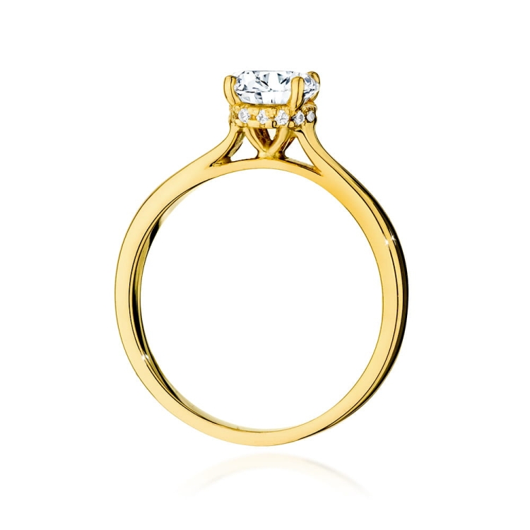Pierścionek zaręczynowy z żółtego złota z centralnym diamentem 1,00ct Fire Of Love