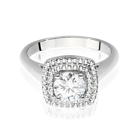 Przejdź do produktu Pierścionek zaręczynowy z białego złota z centralnym diamentem 0,70ct Fire Of Love 
