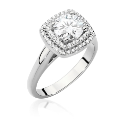 Pierścionek zaręczynowy z białego złota z centralnym diamentem 1,00ct Fire Of Love