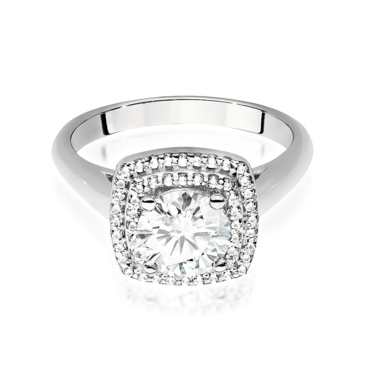 Pierścionek zaręczynowy z białego złota z centralnym diamentem 1,00ct Fire Of Love