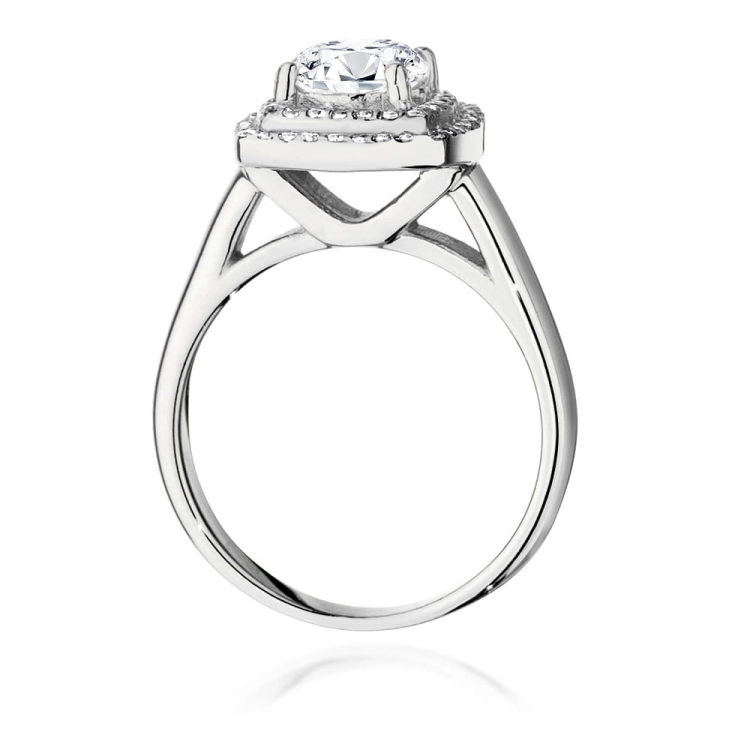 Pierścionek zaręczynowy z białego złota z centralnym diamentem 1,00ct Fire Of Love