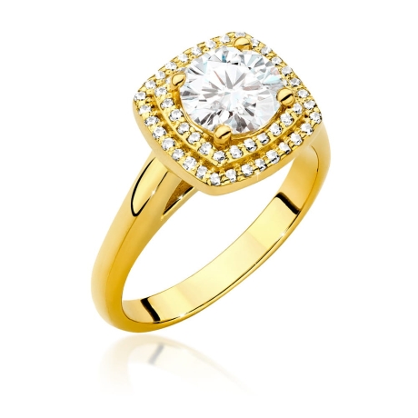 Przejdź do produktu Pierścionek zaręczynowy z żółtego złota z centralnym diamentem 1,00ct Fire Of Love
