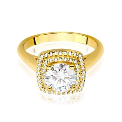 Pierścionek zaręczynowy z żółtego złota z centralnym diamentem 1,00ct Fire Of Love