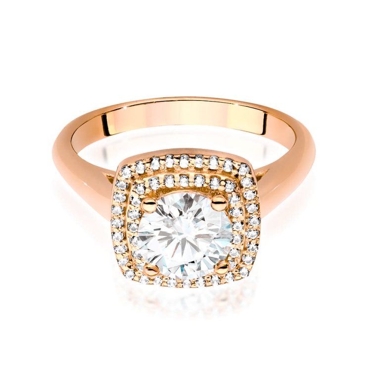 Pierścionek zaręczynowy z różowego złota z centralnym diamentem 1,00ct Fire Of Love